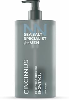 Cincinnus Oil Control Refreshing Shower Gel for Men | Deep Cleansing with Sea Salt, Centella & Salicylic Acid | Controls Excess Oil & Refreshes Skin | Shower Gel for Men | Mens Body Wash 380ml