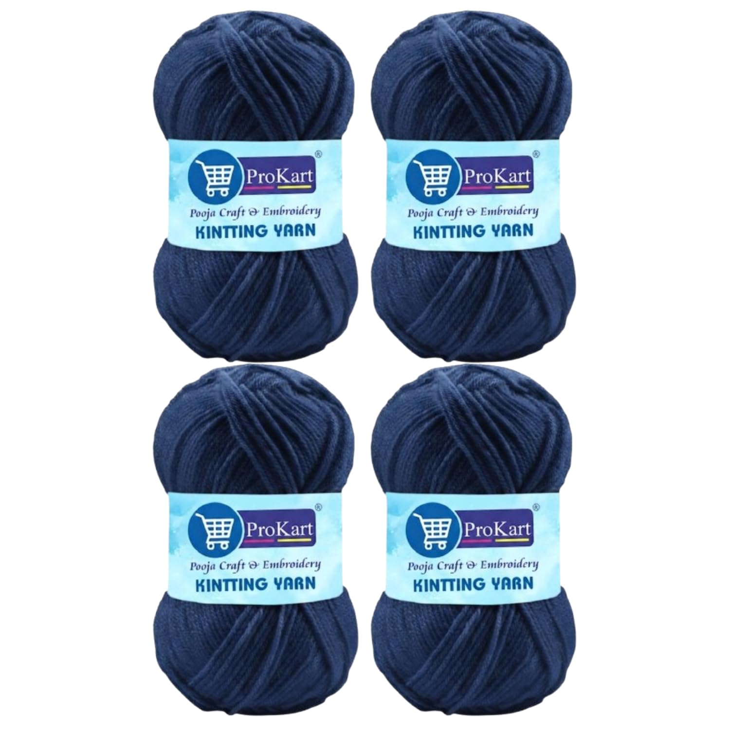 ProKart - Premium 4 Ply Wool Knitting Yarn, Soft Fine Weight for Knitting & Crochet, Sweaters, Scarves, Hats, Baby Wear & DIY Crafts, Navy Blue, 100g x 4 Balls