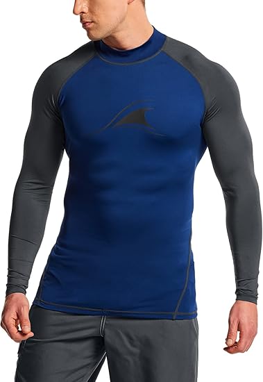 TSLA Men's UPF 50+ Long Sleeve Rash Guard, UV/SPF Quick Dry Swim Shirt, Water Surf Swimming Shirts