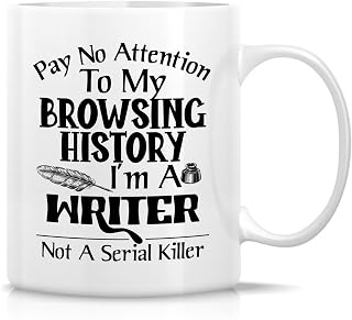 Retreez Funny True Crime Book Author Mug – I'm a Writer Not a Serial Killer Mug – 11 Oz Ceramic Coffee or Tea Cup – Humorous Gift for Writers, Authors, Novelists – Birthday, Appreciation Gift For Mom