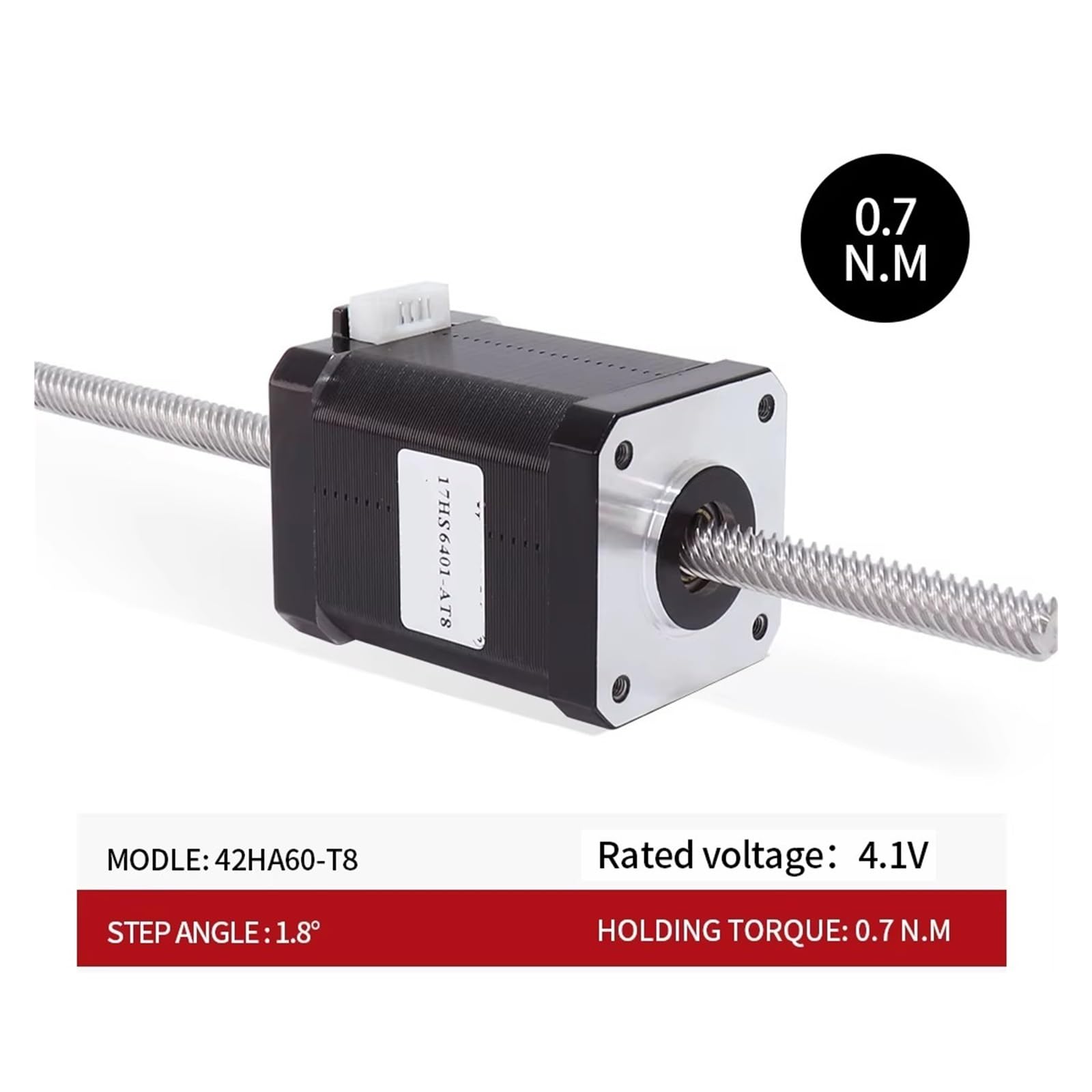 NEMA17 Motor Paso a Paso de Tornillo pasante, 42HA60-T8 Tornillo de Avance 1.7A 70N.cm 200MM Motor Paso a Paso Lineal for Impresora 3D CNC(Lead Range 2mm)