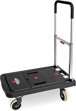 Magna Cart Folding Platform Cart, 4-Wheel Rolling Utility Dolly, 300 lb Load Capacity - Portable Transport Trolley with Telescoping Handle for Boxes, Crates, Groceries, Supplies & Equipment