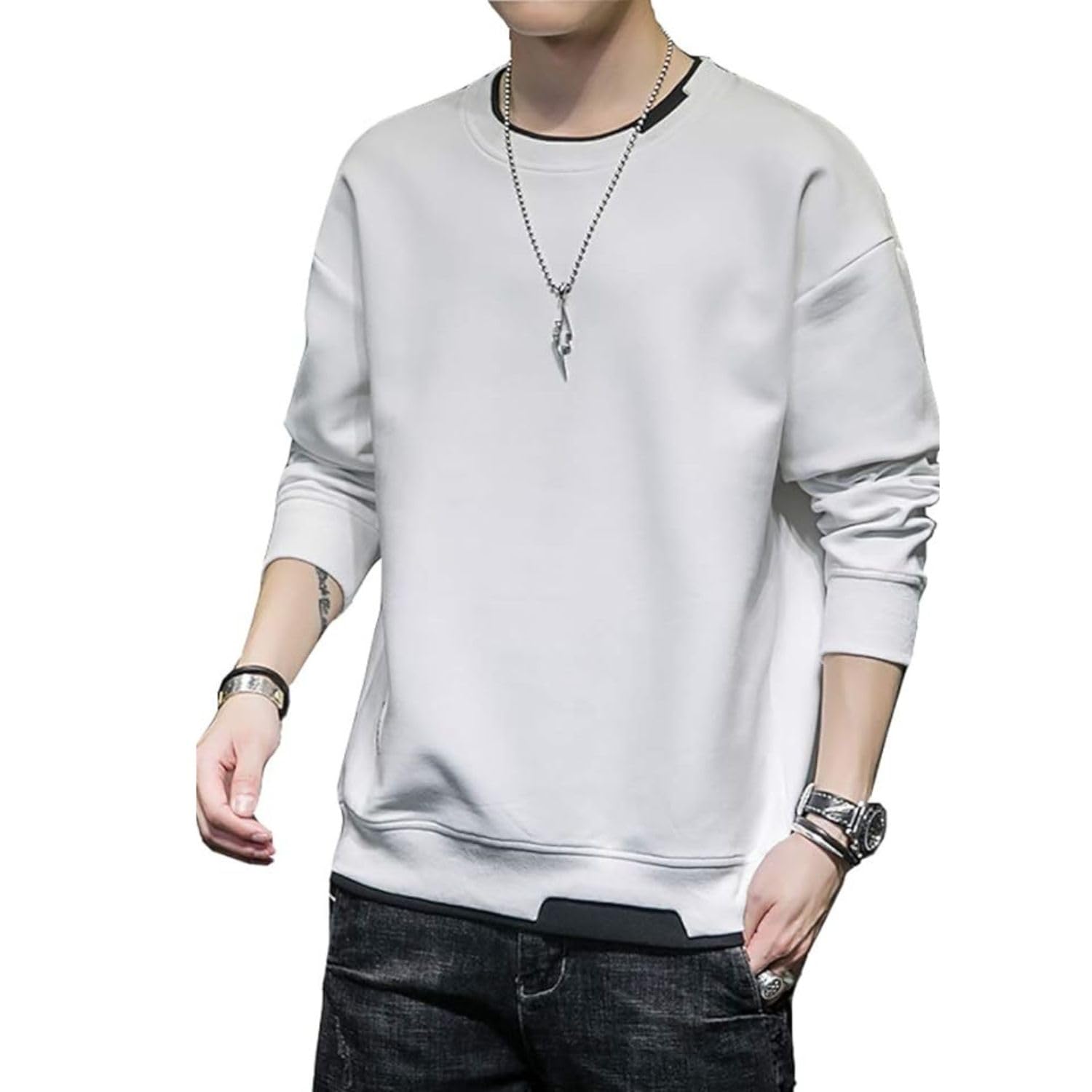 [foveitaa] トレーナー メンズ パーカー Tシャツ 長袖 春秋服 ゆったり シルエット プルオーバー トップス カジュアル おしゃれ 大きい サイズ 服