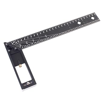 Woodworking Square Ruler, Precision 45/90 Degree Right Angle Ruler, Combination Square with Retractable Ledge and Scribe Mark Pin, Machinist Square Layout Tool for Framing, Marking, DIY