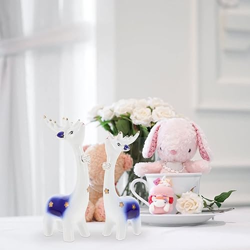 Miniatura 8 de Decoración de mesa de reno, adorno de ciervo, 2 piezas, figuras de ciervo de cerámica, decoración de animales