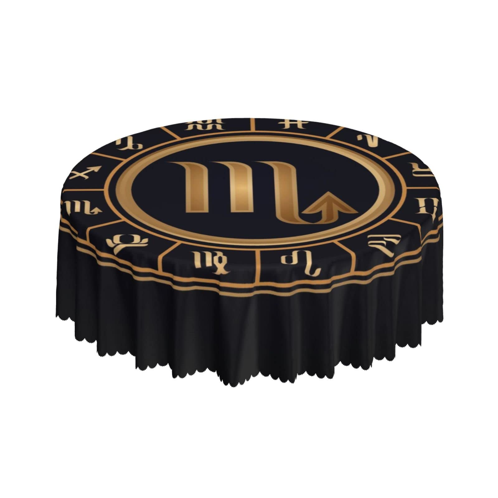 Lsjuee Scorpio Twelve Zodiac Round Tablecloth 60 Inch Printed Washable Tablecloth for Dining Party Holiday Fall Home Decorative