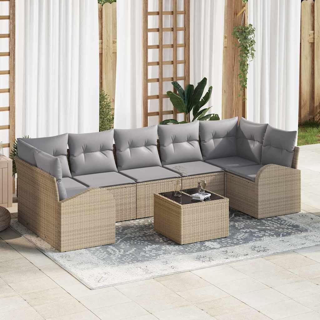 Zestaw sof ogrodowych, beżowy, 55 x 55 x 37 cm, polirattan, modułowa konstrukcja na taras, meble outdoorowe, odporna na promieniowanie UV, trwała, do ogrodu