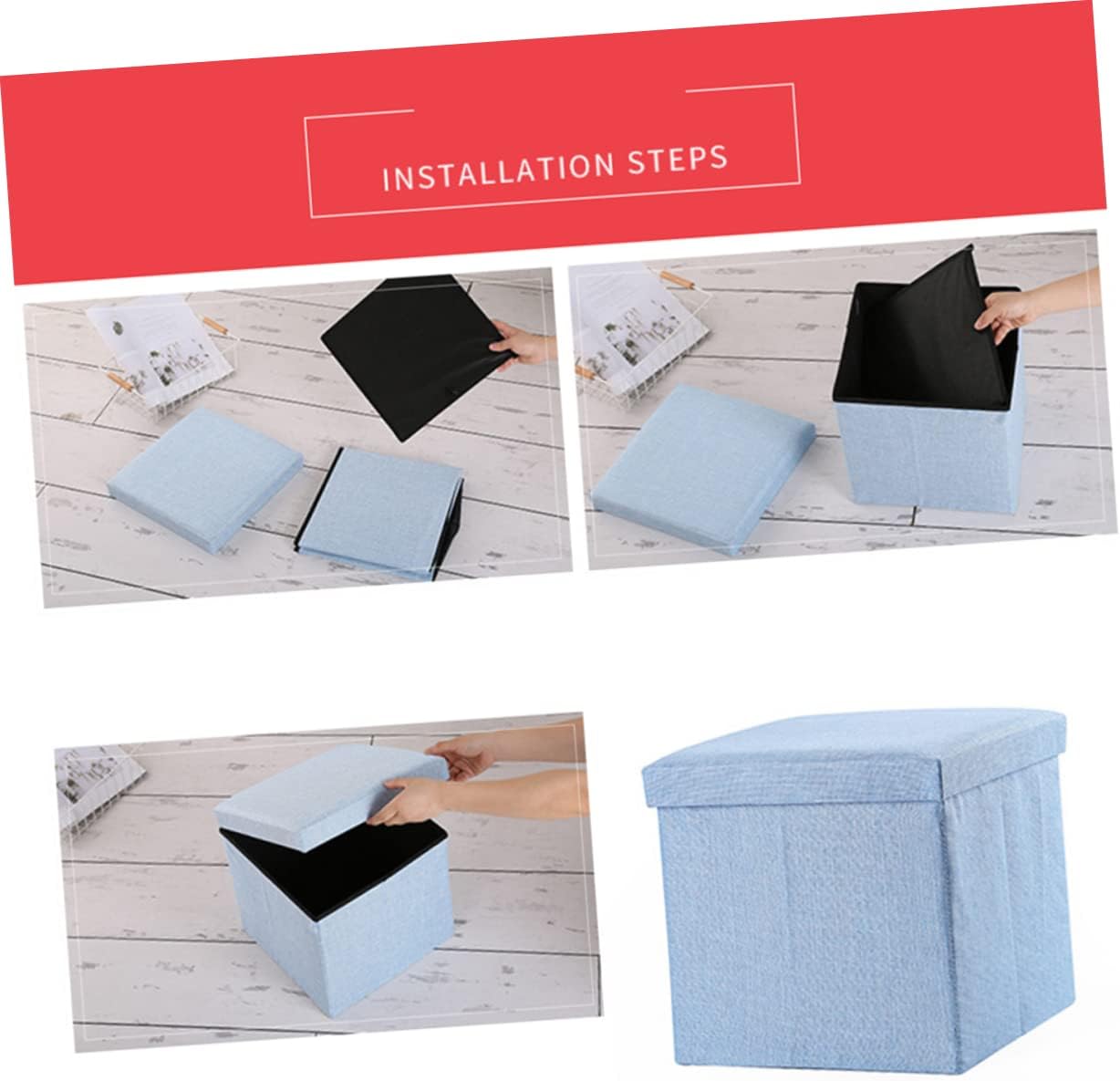 PRETYZOOM Storage Stool Folding Box Cubes Storage Bins Footstool Foldable Stool for Home