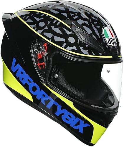 AGV Casco integral unisex para adultos (negroazulamarillo, MDLG) (210281O0I000808)