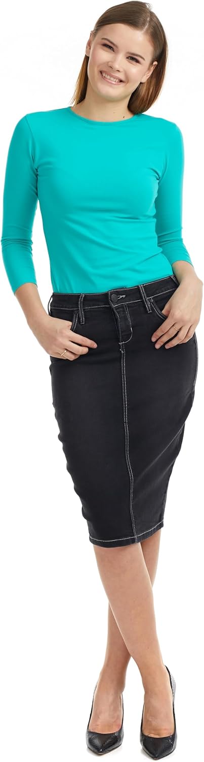 ESTEEZ Small Turquoise Under Scrubs Tee 3/4 Length Sleeve Modesty Panel Base Laeyring Plain Shell for Women - Workwear (EX801941TURQUOISEM) - Image 6