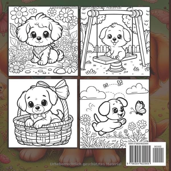 Niedliche Welpen Malbuch für Kinder