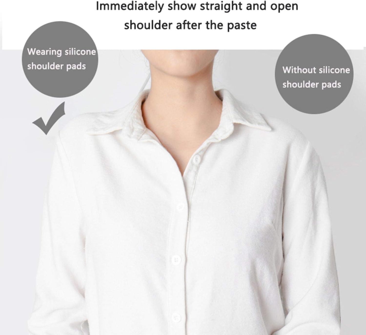Majurphy 2 Pairs Silicone Shoulder Pads Adhesive Shoulder Push-up Pads Shoulder Enhancer,L,Clear