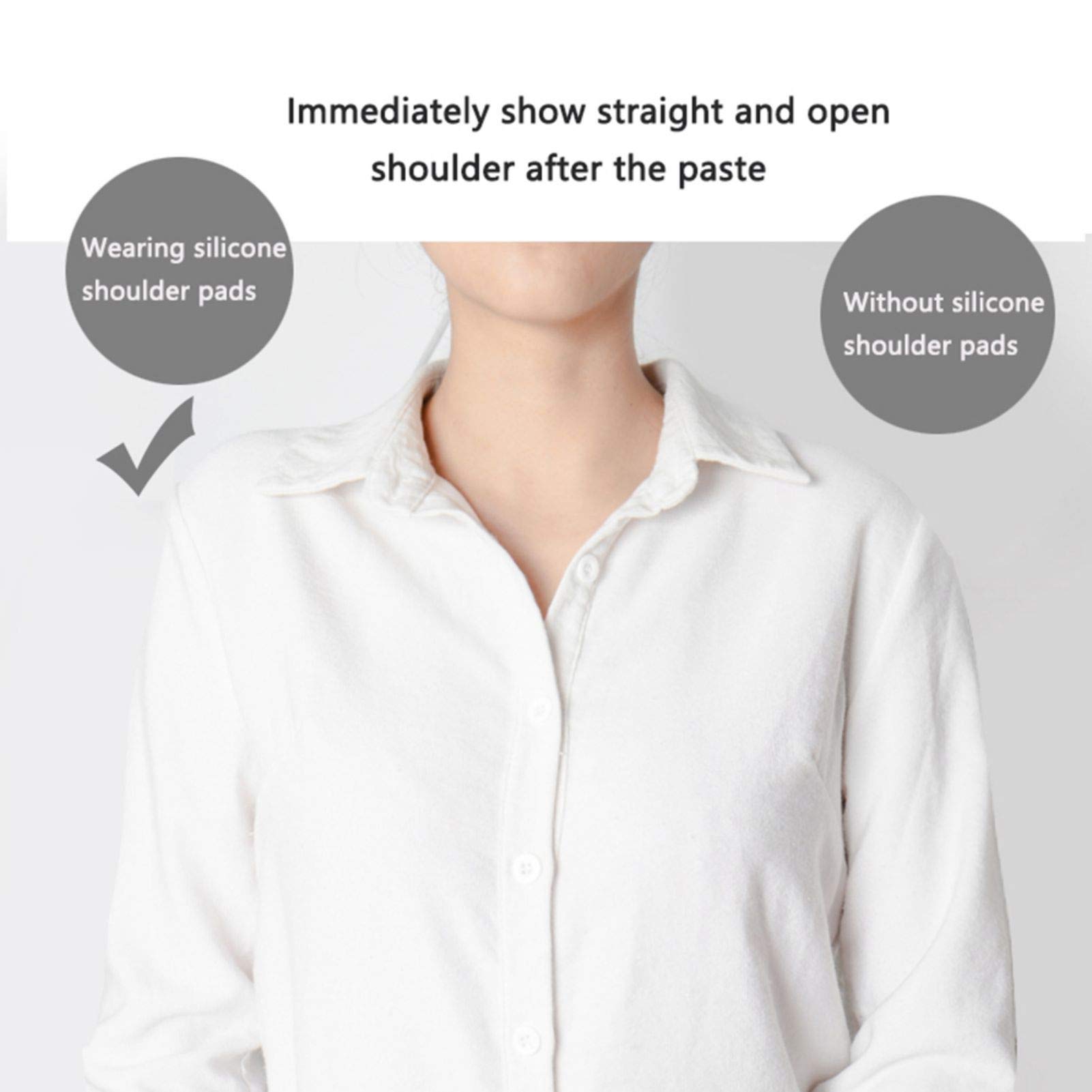 Majurphy Silicone Shoulder Pads Adhesive Soft Shoulder Push-up Pads Soft Sticky Anti-Slip Shoulder Enhancer Pad,L,2 Pair,Clear