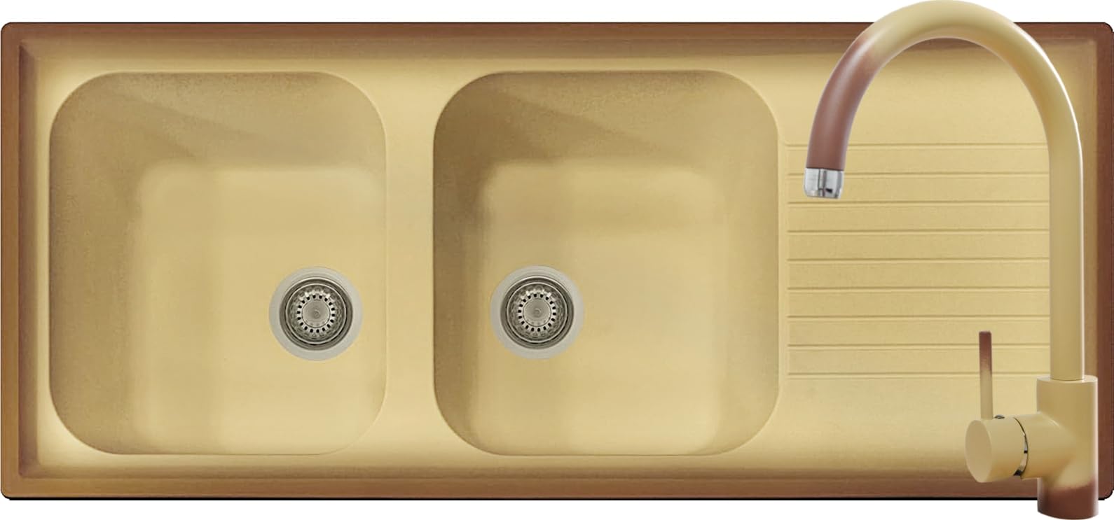 Coordinato lavello Provenza cm 116 x 50 2 vasche con gocciolatoio e miscelatore Roma Made in Italy