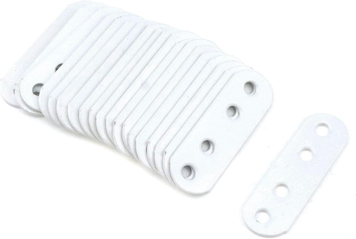 20 Pack White Iron Flat Mending Plates 2.16"x0.7" Furniture BrMLK with Screws
