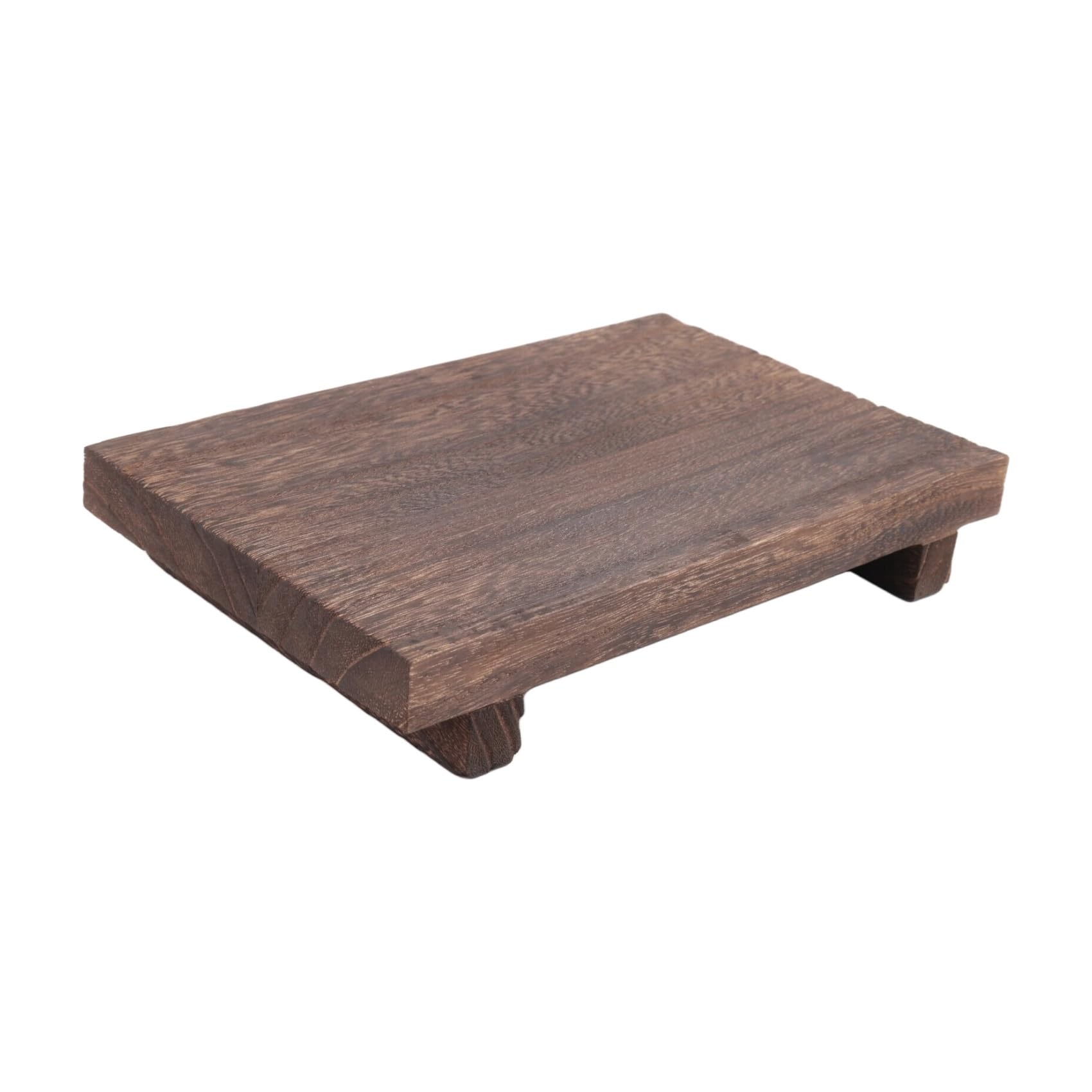 MOLERRI Wood Pedestal Soap Stand Bathroom Kitchen Countertop Tray Farmhouse Wood Riser Soap Dish Plants Holder