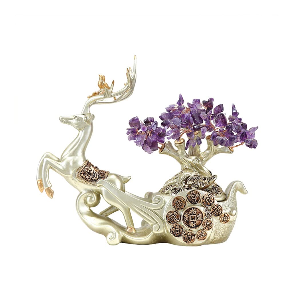 sdneNest Árbol de cristal hecho a mano, árbol de la fortuna de cristal, decoración del hogar, árbol de la fortuna de cristal, árbol de Feng Shui, árbol artificial de 9.84 pulgadas, Feng Shui, S, A