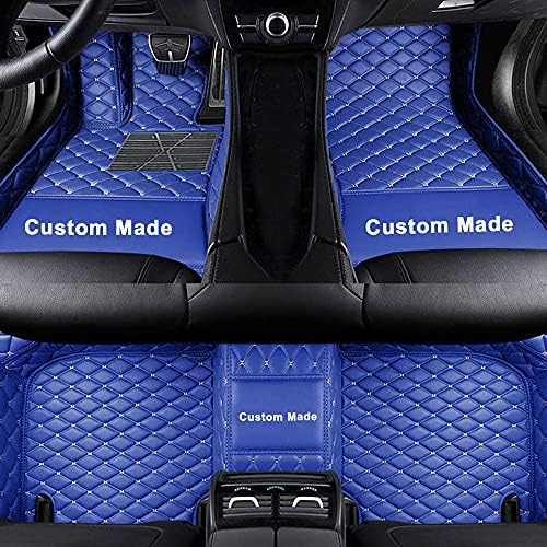 Custom Diamond car Floor Mats Luxury PU Leather Non-Slip Full Protection Mats, All-Weather Waterproof Car Mats, Fit for Car Truck Van SUV (Blue)