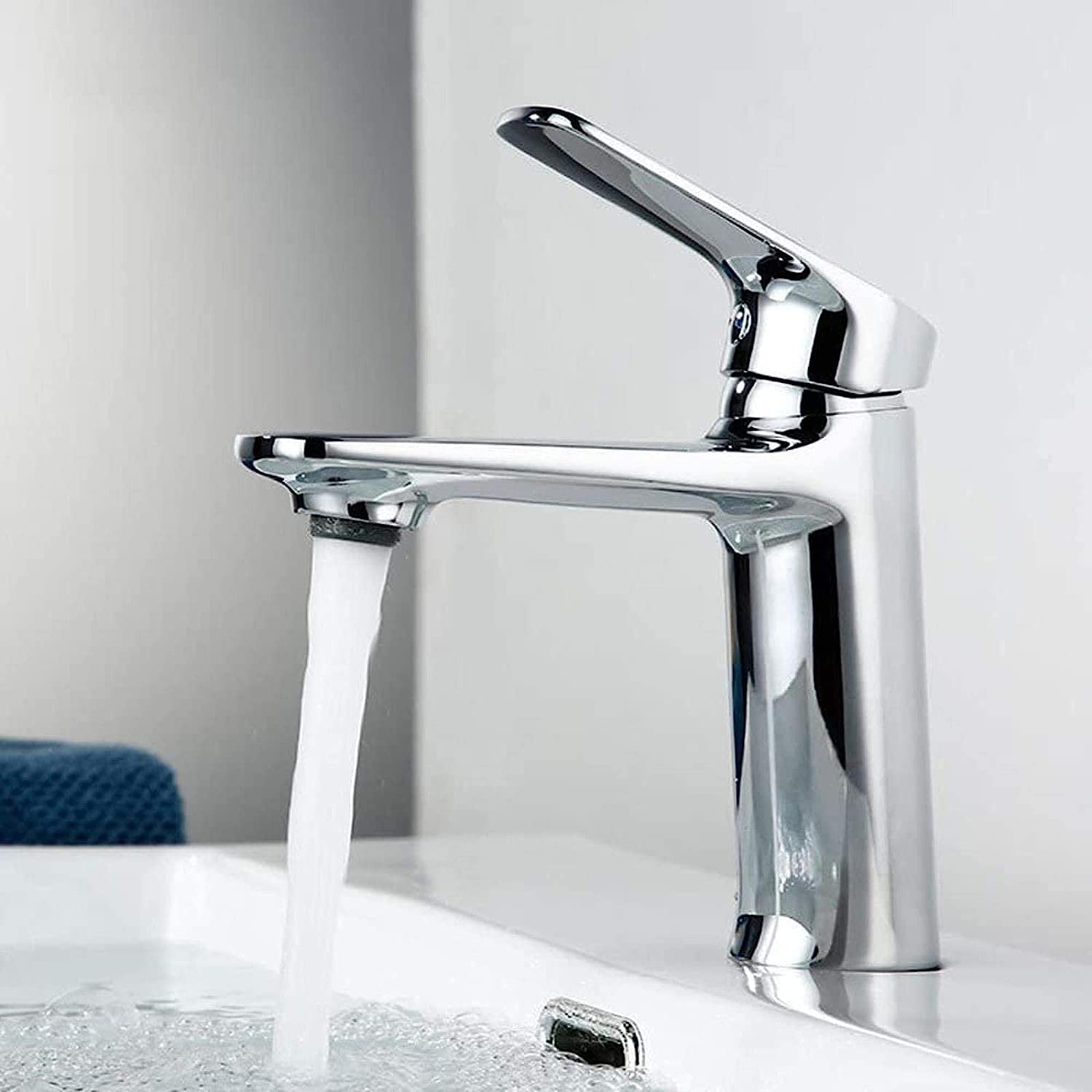 Mitigeur de lavabo en cuivre robinet de salle de bain eau chaude et froide pour évier