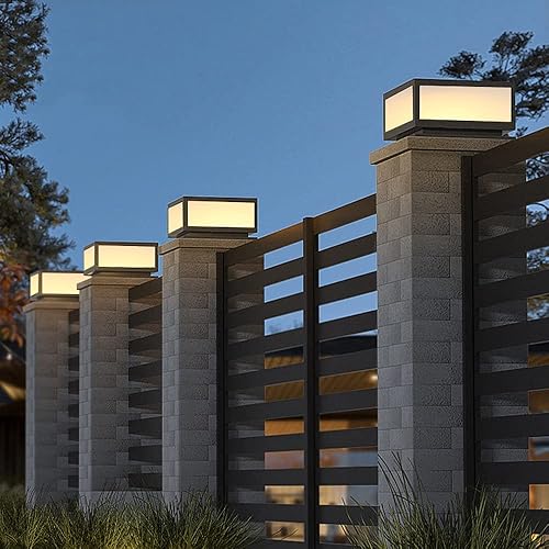 Miniatura 4 de SLAWA Tapas de poste al aire libre con base de montaje en muelle Lámparas de tapa de columna negro impermeable poste lámpara de pilar cuadrado