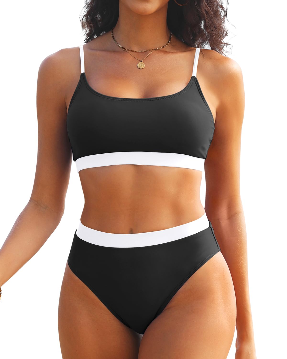 Tempt Me Two Piece Bikini High Waist Sporty Scoop Neck Swimsuits for Women High Cut Swimsuit with Bottom - Review, Price and Buying Guide