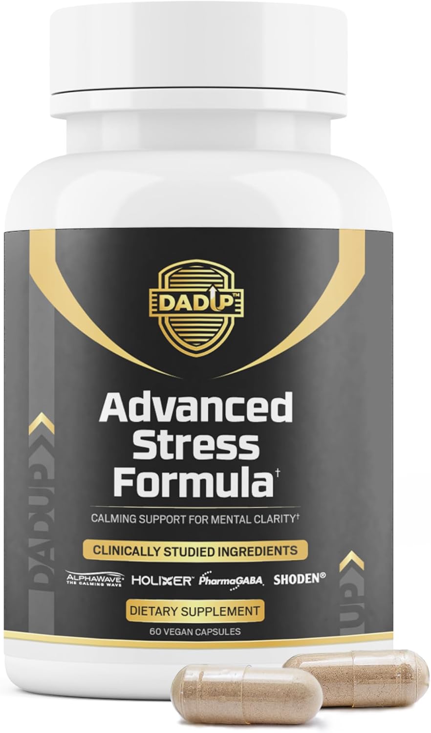 Dad Up™ 5 in 1 Advanced Stress Formula with Holixer Holy Basil, Shoden Ashwagandha, AlphaWave L-Theanine, 60 Vegan Capsules