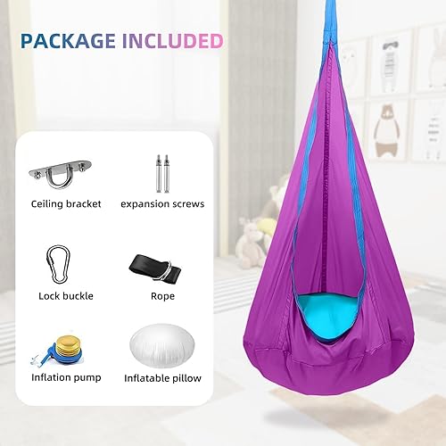 Miniatura 52 de Columpio sensorial para niños, terapia de alegría sensorial duradera, terapia colgante para interiores y exteriores, hamaca para niños, adolescentes