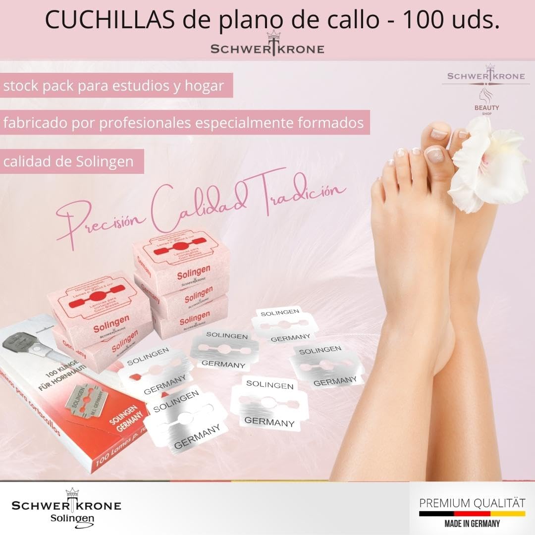 Schwertkrone Cuchillas de cepillo para callos 100 piezas