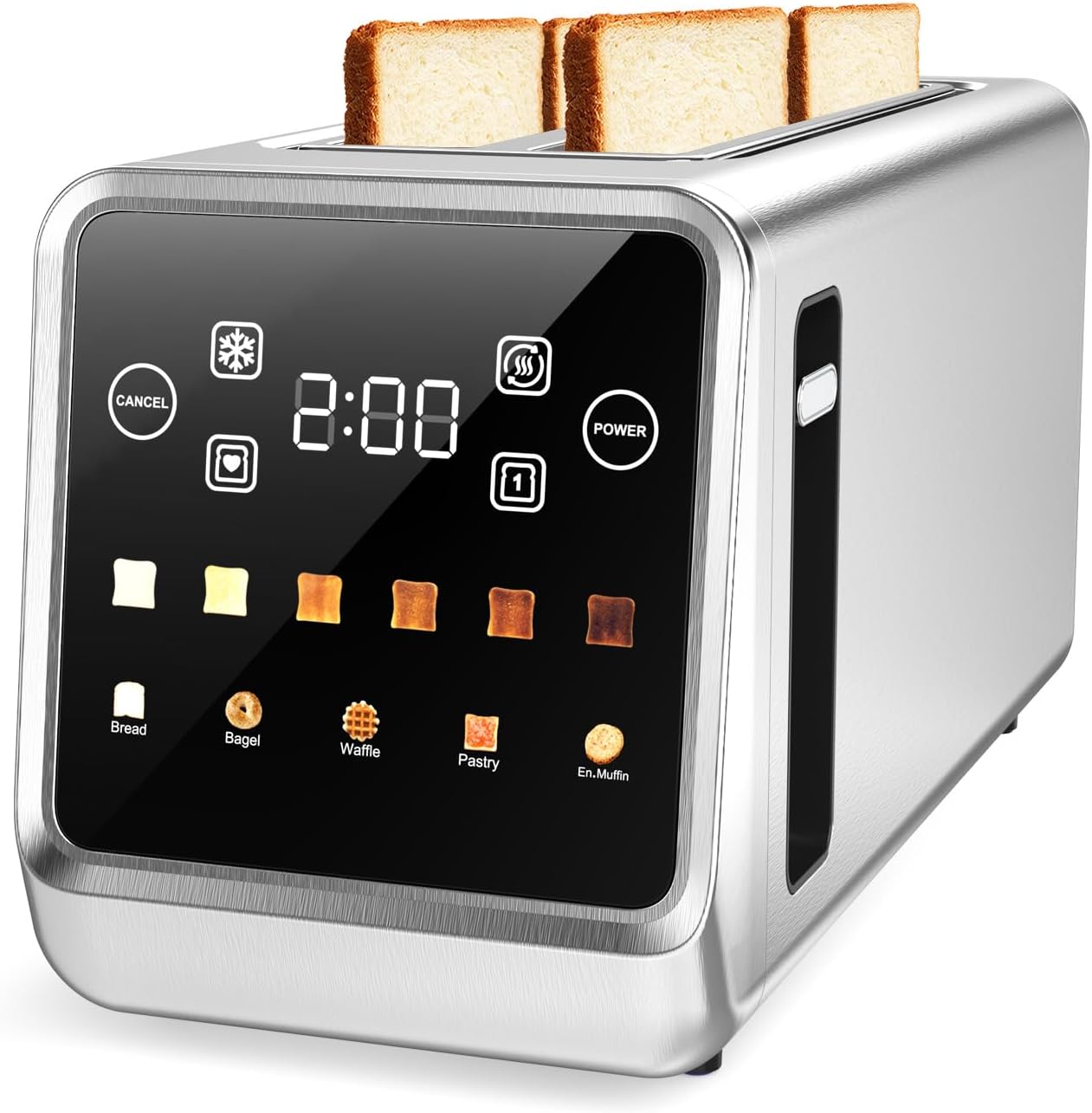 Smart 4-Slice Toaster with Touchscreen Digital Timer, Extra-Wide Slots for Bagels & Thick Bread
