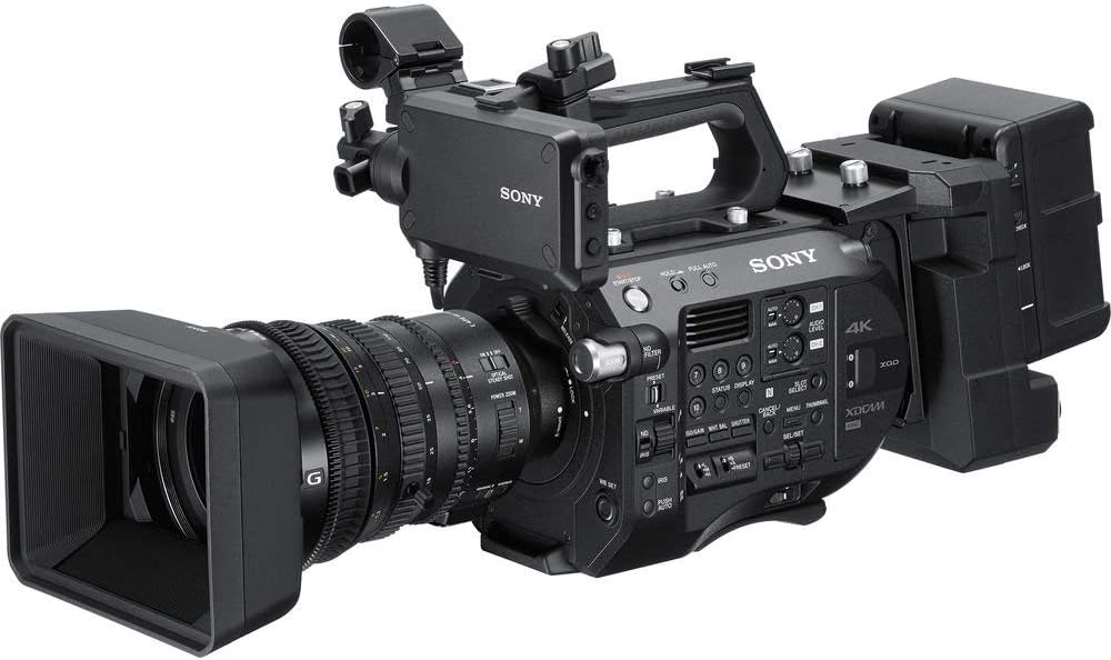 Sony PXW-FS7M2 with attached handle and viewfinder