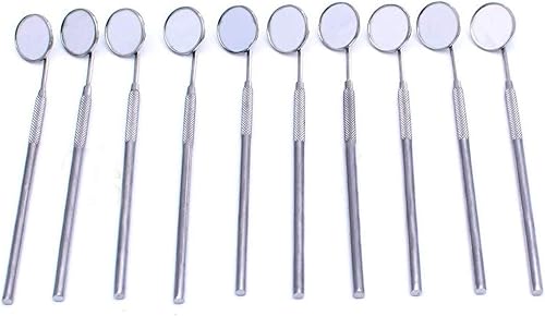 PC 10 piezas espejo dental # 4 con mango de acero inoxidable
