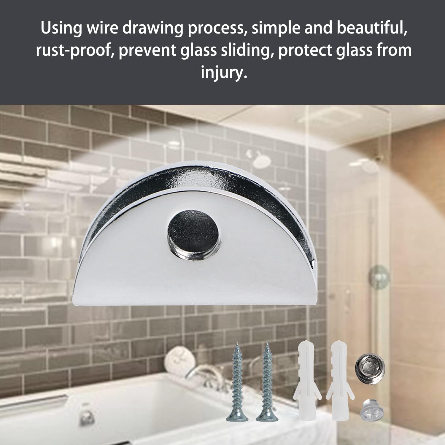 Aopin Glass Shelf Bracket, Adjustable Glass Clips Glass Clamp Brackets, Polished Finish Zinc Alloy, for 10~12mm / 0.39~0.47 inch Thickness Wooden/Acrylic/Glass Shelf, Silver, 2 PCS