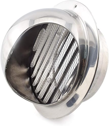 Miniatura 6 de SDTC Tech Ventilación de aire de acero inoxidable de 4 pulgadas, con nariz redonda, extractor externo, salida de pared, rejilla de rejilla con malla