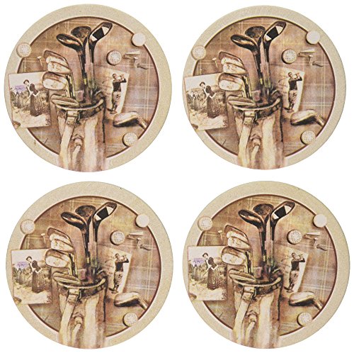 Thirstystone Golf Treasures Natural Sandstone Coaster 4 Pack Eco-Friendly, Absorbent, Easily Wipes Clean #TOP20