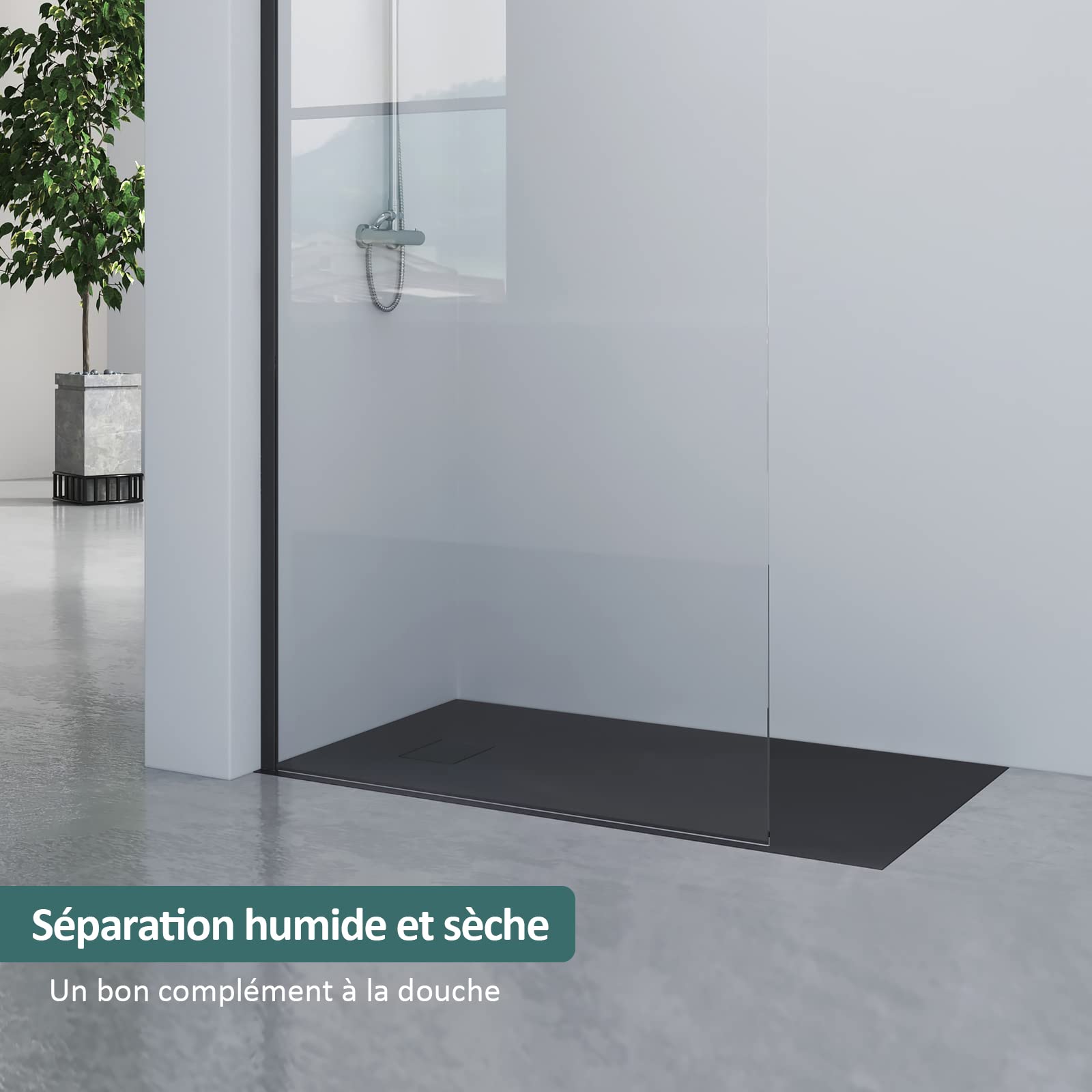 EMKE Receveur de douche, 90 x 90 cm,Noir | plat antidérapant SMC receveur de douche coupé sur mesure