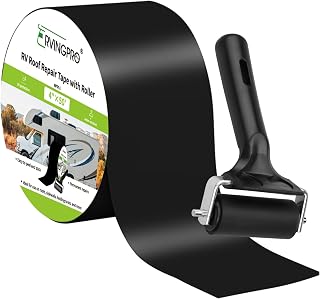 RV Roof Tape Black with Roller, 4 Inch x 50 Feet RV Tape for Roof Repair, Waterproof & UV-Resistant RV Roof Sealant Tape for Camper, Trailer, Boat Sealing