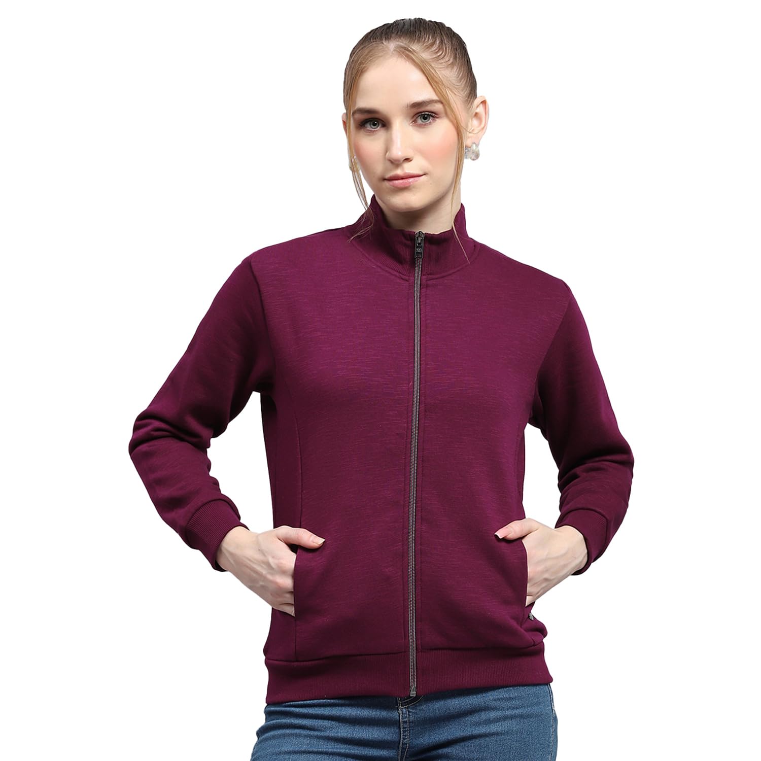 monte carlo Womens Solid Mock Neck Full Sleeve Sweatshirt (22408624)-picture-41