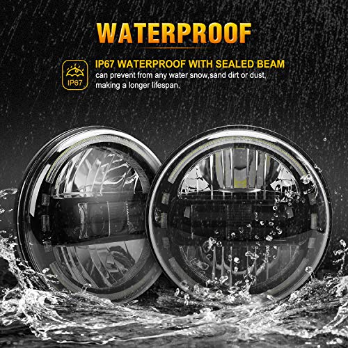 Image of LX-LIGHT DOT Approved Black 7 Inch LED Headlights with White Halo Ring Compatible with Jeep Wrangler JK JKU TJ LJ JL Hummber H1 H2