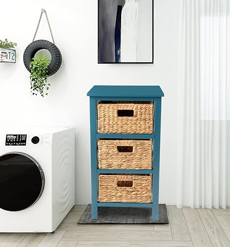 Miniatura 21 de eHemco Armario de almacenamiento de extremo X de 4 niveles con 4 cestas de mimbre, color blanco Blanco,Negro,verde azulado,Nuez,Gris