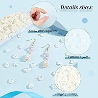 Vista 4 de DICOSMETIC 600 tapas de cuentas de flores de 6 estilos de 9.5-10.5 x 10-11 x 0.118-0.177 in, color blanco cremoso, cuentas espaciadoras de plástico