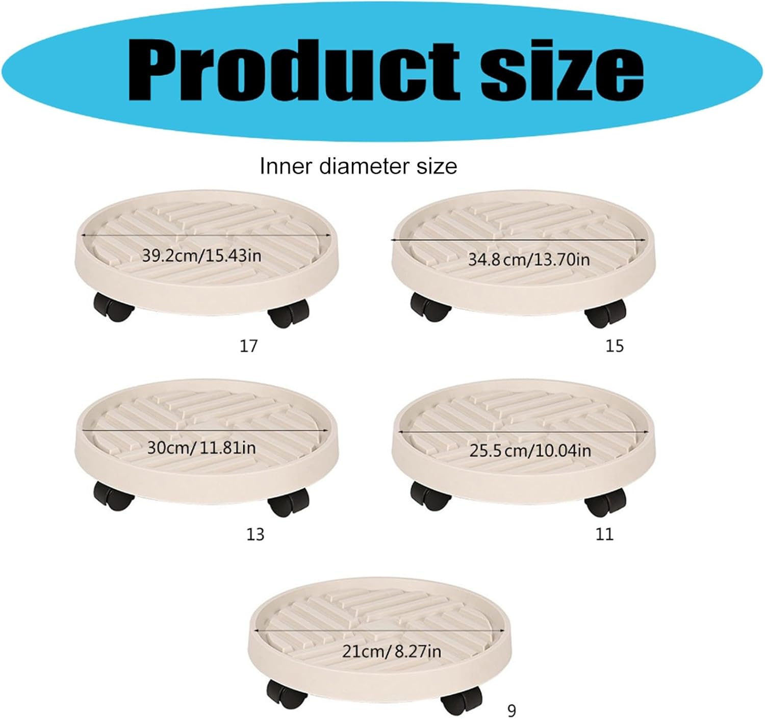 Ventilated Rolling Plant Stand Rack None Scratch PU Circular Base Suitable for Heavy Garden Pots and Potted Large Rack for Heavy Potted Trees