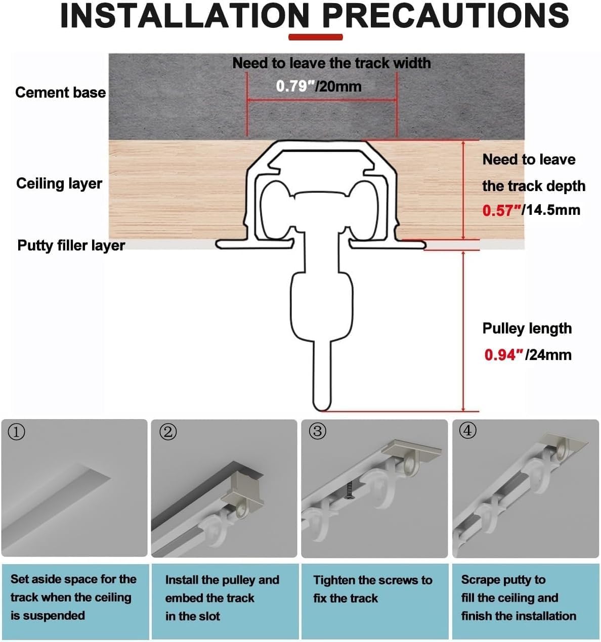 Premium Black Aluminum Curtain Track - 600cm Ceiling-Mounted Sliding Room Divider for Elegant Home Decor, Window Treatments, and Space Separation Solutions. (White 120cm/3.9ft)