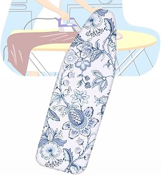 Ironing Board Cover 48x15 Ironing Board Pad Heat Resistant Iron Board Replacement Cover Standard Ironing Board Cover and Pad Elastic EdgeBlue,90x30 cm36x12 inch
