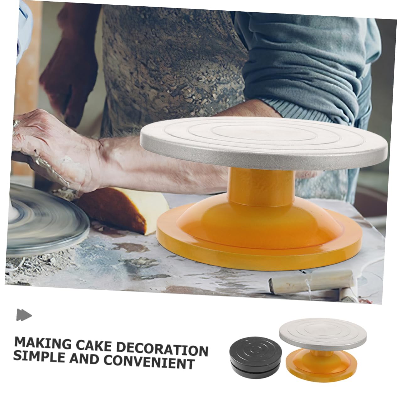 Amosfun Tavola Girevole per Decorazione Torte 25cm 2 Pezzi Metallo Plastico