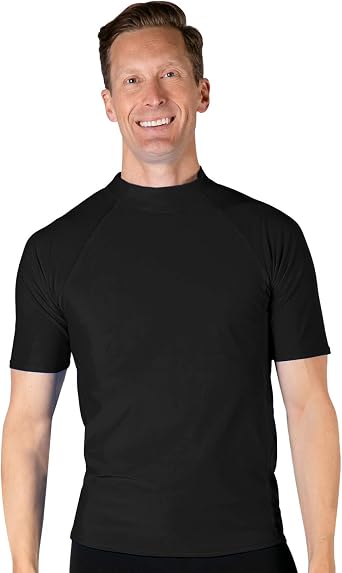 Tuga Mens Swim Performance Rash Guard, UPF 50+ Sun Protection, Made in USA
