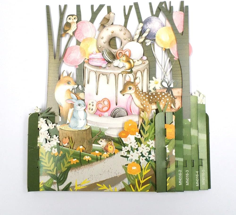 Alljoy Design Forest Animals Birthday Cake 3D Pop Up Birthday Greeting