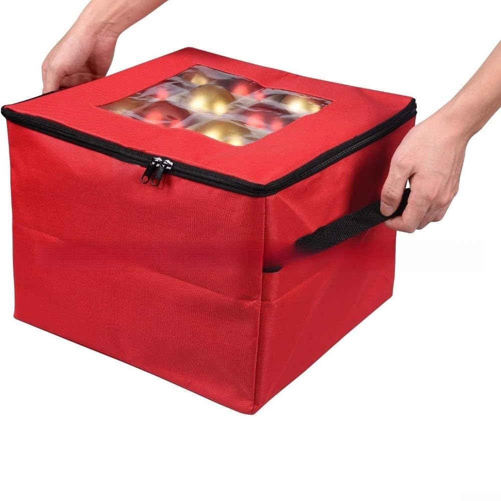 Bolsa de almacenamiento para adornos de Navidad con 3 bandejas extraíbles con capacidad para hasta 48 bolas para una fácil clasificación y almacenamiento compacto (verde)