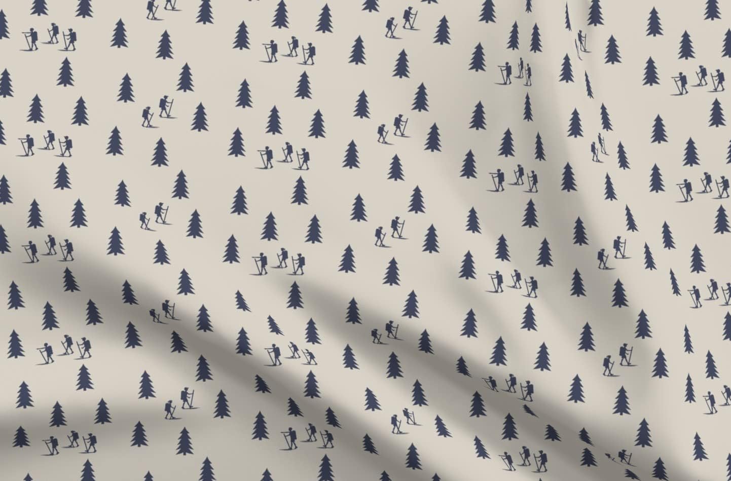 Spoonflower Fabric - Walk Woods Beige Adventure Camp Hiking Outdoors Camping Forest Printed on Petal Signature Cotton Fabric Fat Quarter - Sewing Quilting Apparel Crafts Decor