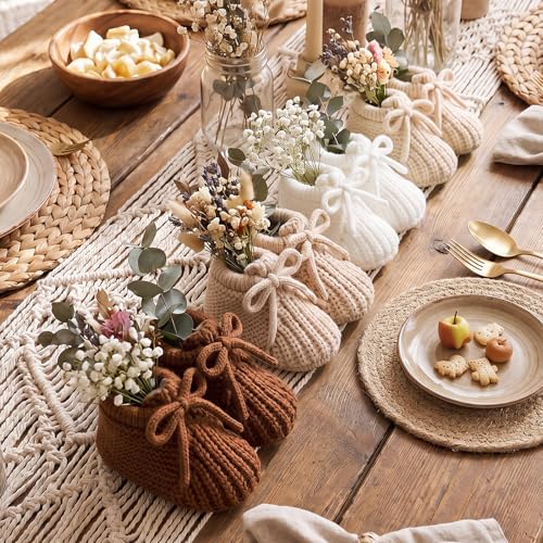 Tranqun 4 Sets Baby Booties Centerpiece No Floral DIY,Low Top,Brown