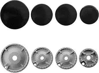 Gas Burner Crown and Flame Lid for Oven Cooker Hob 8 Piece Set with Canvas for Hob Hob Accessories